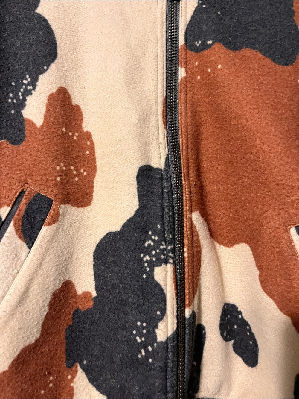 Free People Colorblock Fleece Jacket in Cream, Charcoal & Rust - Picture 2 of 5